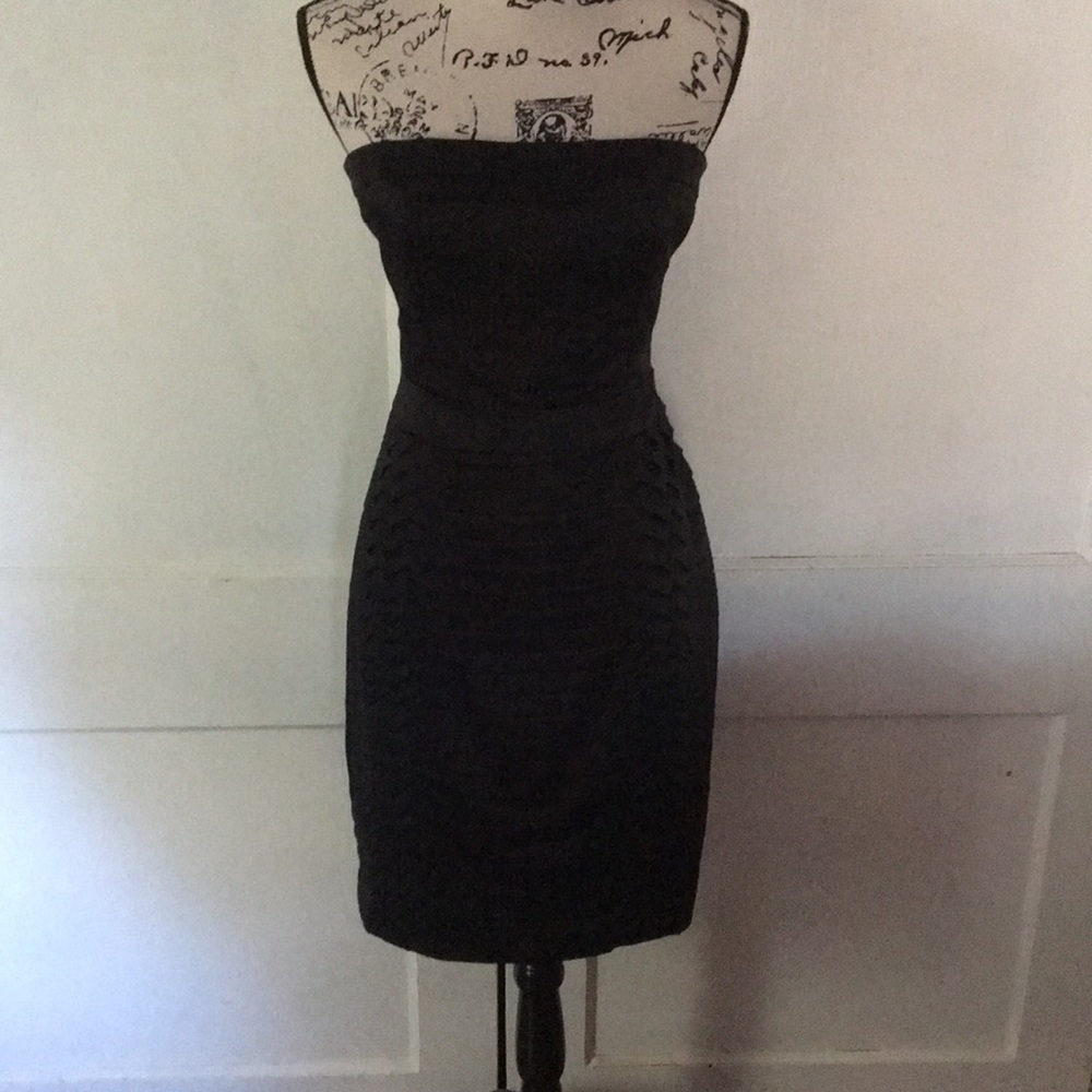 Black pleated cocktail dress